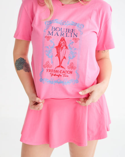 Pink Crop Fresh Catch Tee
