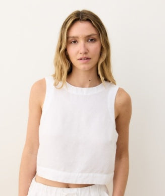 Marine Layer - Quinn Linen Tank- White